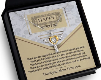 Mother's day-thank you - cross dancing necklace