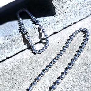 Men's Unisex Steel Ball Chain Necklace Streetwear Style Chrome Silver Grunge Aesthetic Women's Gift Y2k Alternative Trendy Accessory