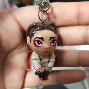 Handmade Apex Legends Mini Figure Polymer Clay Character Keychain Bag Accessory Customizable Charm Gift for Gamers Video Game Gun Charm Loba