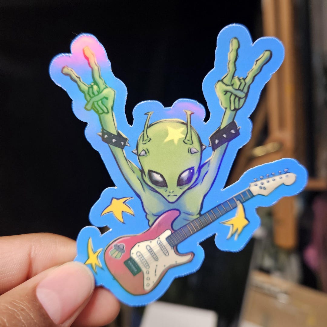 Punk Rocker Alien Sticker Original Artwork Space Themed Laptop Decal ...