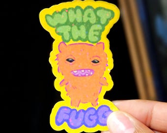 What The Fugg Sticker Fuggler Inspired Doodle Laptop Decal Journal Stationary Supplies Glitter Holographic Colorful Funny Meme Unisex Gift