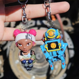 Handmade Apex Legends Mini Figure Polymer Clay Character Keychain Bag Accessory Customizable Charm Gift for Gamers Video Game Gun Charm image 1