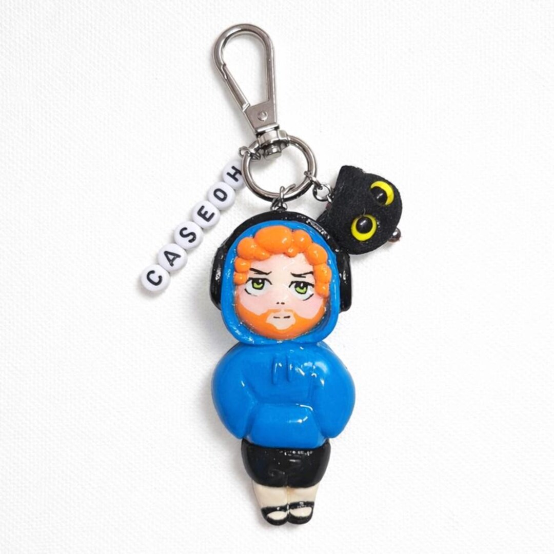 Mini Caseoh and Kitty Keychain Figurine Handmade Clay Sculpture Bag ...