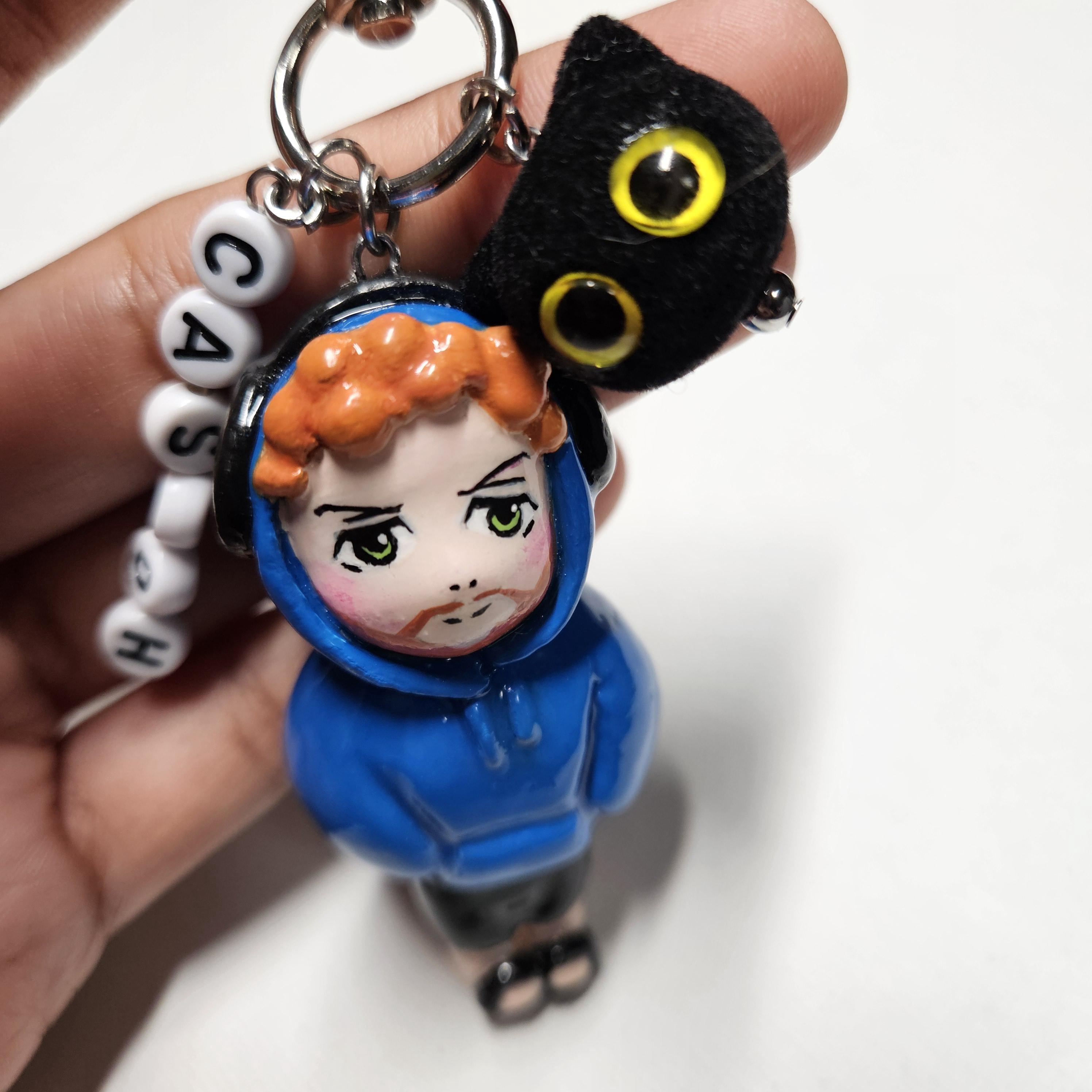 Mini Caseoh and Kitty Keychain Figurine Handmade Clay Sculpture Bag ...