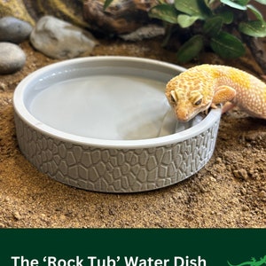ROCK HOT TUB Reptile Water Bowl, Bearded Dragon Bathing Spot, Paddling Pool Dish for Gecko or beardies, Perfect Gift for Reptile Lover