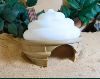 Ice Cream Reptile Hide, Large Food Accessory for Arachnid, Lizard, Spider, Turtle, Mouse, Hamster, Gecko, Funny Gift for Reptile lover
