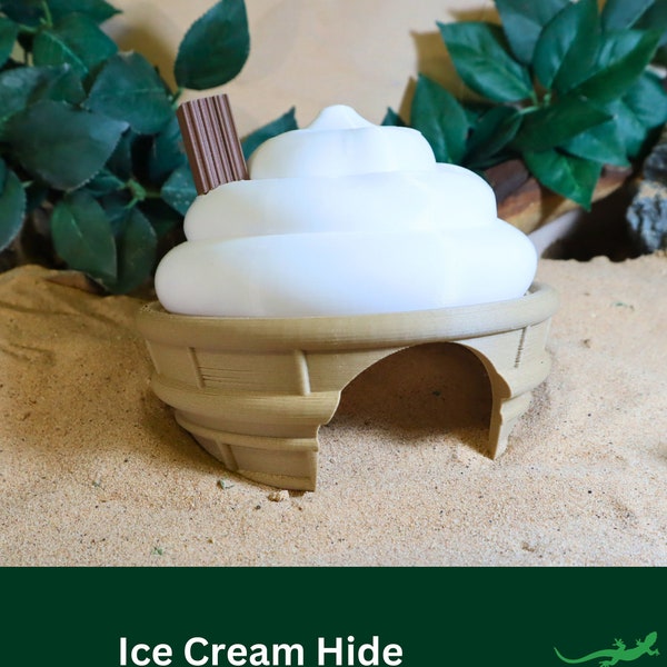 Ice Cream Reptile Hide, Large Food Accessory for Arachnid, Lizard, Spider, Turtle, Mouse, Hamster, Gecko, Funny Gift for Reptile lover