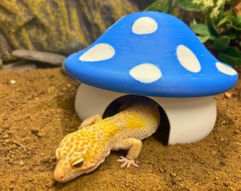 Mushroom Reptile Hide, Cute Whimsical Vivarium Accessory for Pet Lizard, Amphibian Cave, Terrarium enclosure Decor, Gift for Reptile lover