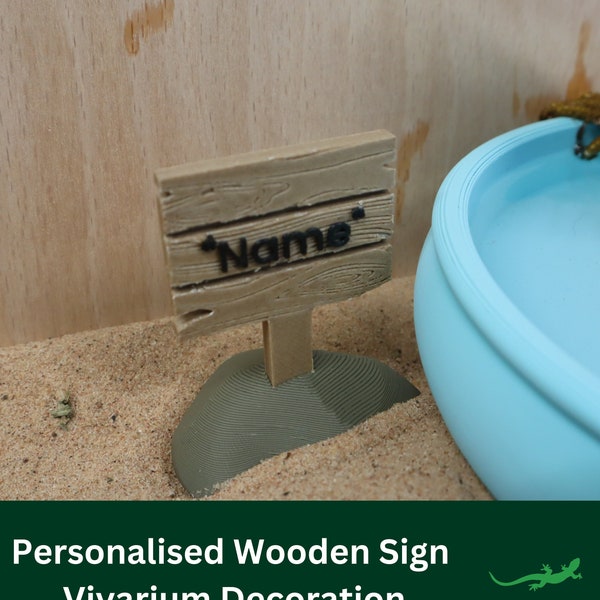 Wooden Personalised Name Sign, Reptile Decoration, Vivarium Accessory Gift, Ornament for reptile lover, Gecko, Jumping Spider, Frog