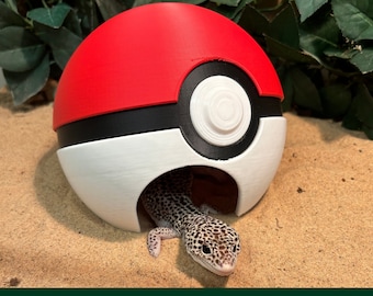 Pocket Monster Ball Reptile Hide, Whimsical Vivarium Accessory for Pet enclosure, Tarantula, Jumping Spider, Gecko, Lizard Lover Gift