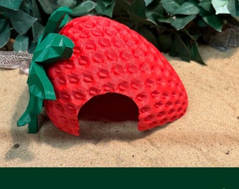 Strawberry Reptile Hide, Whimsical Vivarium Accessory Gift for Pet enclosure, Tarantula, Lizard, Jumping Spider,  Leopard Gecko