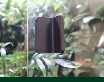 Minimalistic Glass Handle Slider Vivarium Accessory, Simple Glass Terrarium Sliding Holder for Animal enclosures, Gift For Reptile Lover