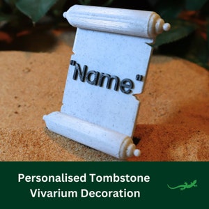 Personalised Name Sign, Scroll Reptile Decoration, Vivarium Accessory Gift, Ornament for reptile lover, Gecko, Jumping Spider, Frog
