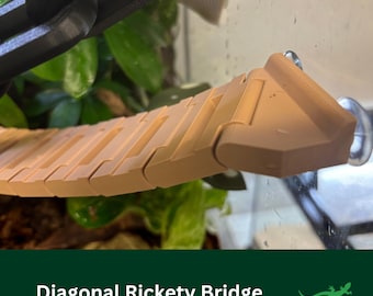 Reptile Rickety Bridge, DIAGONAL Gecko Climbing Spot, Vivarium Decoration Accessory for Jumping Spider, Frog, Perfect Gift for Reptile Lover
