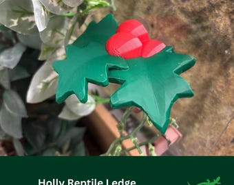 HOLLY Ledge Reptile platform, Christmas Vivarium Decor Gift, Crested Gecko, Dart tree Frog, Spider, Climbing Basking Spot, SUCTION CUPS