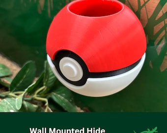 Pocket Monster Ball Wall Mounted Reptile Hide, Vivarium Accessory for Pet enclosure, Tarantula, Jumping Spider, Gecko, Lizard Lover Gift