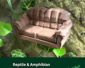 Reptile SOFA Ledge platform, Vivarium Decor, Gift for Crested Gecko, Dart tree Frog, Jumping Spider, Climbing Basking Spot, SUCTION CUPS