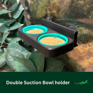DOUBLE Crested Gecko Feeding Ledge, Wall mounted reptile dish, Gecko Diet Suction Cup Platform, Vivarium Decor, Gift for Reptile Lover