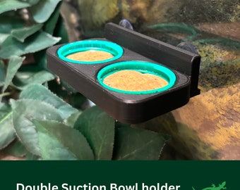 DOUBLE Crested Gecko Feeding Ledge, Wall mounted reptile dish, Gecko Diet Suction Cup Platform, Vivarium Decor, Gift for Reptile Lover