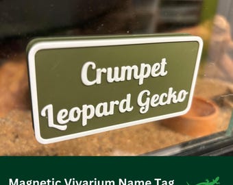 MAGNETIC Vivarium Name Tag, Personalised Reptile Plaque, Vivarium Sign, Gift For Reptile Lover, Wall Mounted sign for Animal enclosures