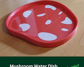 TORTOISE Mushroom Water Dish, Drinking Bowl, Bearded Dragon Bathing Dish, Hydration Spot for beardies, Perfect Gift for Reptile Lover