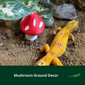 GROUND Mushroom Vivarium Decor, Crested Gecko Gift, Dart tree Frog, Jumping Spider, Climbing Basking Spot, Reptile Enclosure Decoration