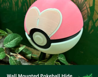 MAGNETIC Pocket Monster Ball Wall Mounted Reptile Hide, Vivarium Accessory for enclosure, Jumping Spider, Gecko, Lizard Lover Gift