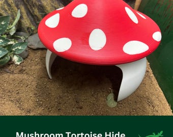 TORTOISE Mushroom Reptile Hide, Whimsical Vivarium Accessory for Pet enclosure, Leopard, Herman, Horsefield, Shelled Reptile Gift