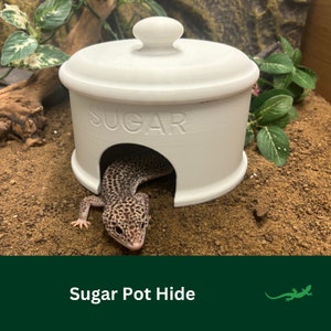 SUGAR POT Reptile Hide, Leopard Gecko Enclosure Accessory, Cute Vivarium Decor Gift, Bearded Dragon Cave, Jumping Spider, Frog, Tarantula