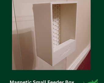 PEQUEÑO SLIM Alimentador de reptiles de insectos para gecko o camaleón con cresta, gárgola y leopardo, amante de las mascotas de la caja de alimentación, decoración de alimentos MAGNÉTICA montada en la pared