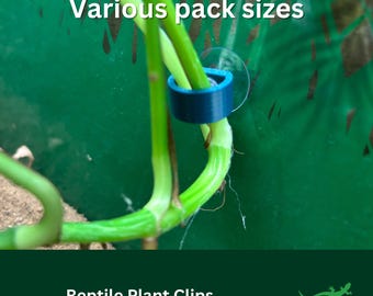 Reptile PLANT Pothos Clips For Chameleon,  Leachie, Crested, Gargoyle Gecko & Day Gecko, SUCTION CUP glass vivarium vine clip attachment