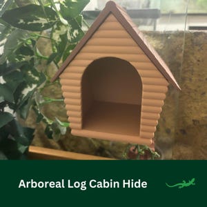 MAGNETIC LOG CABIN Wall Mounted Reptile Hide, Arboreal Tree Frog House, Vivarium Accessory Gift for Screen, Mesh enclosure, Crested Gecko