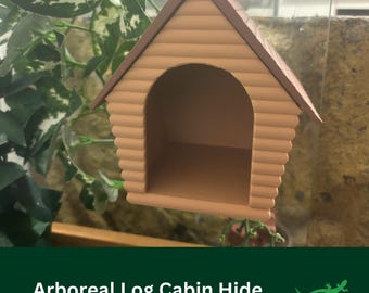 MAGNETIC LOG CABIN Wall Mounted Reptile Hide, Arboreal Tree Frog House, Vivarium Accessory Gift for Screen, Mesh enclosure, Crested Gecko