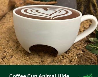 COFFEE Cup Reptile Hide, Whimsical Vivarium Accessory for Pet enclosure, Leopard Gecko, Corn Snake, Tarantula, Cute Gift for Reptile lover