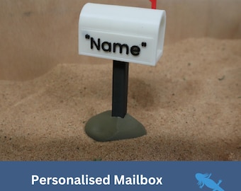 Mailbox Personalised Name Sign, AQUARIUM Decoration, Fishtank Accessory Gift, Ornament for Axolotl lover, Betta, Turtle, Tropical Fish Tank