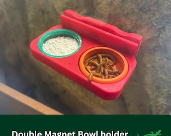 MAGNETIC DOUBLE Crested Gecko Feeding Ledge, Wall mounted reptile dish, Gecko Diet Platform, Vivarium Decor, Gift for Reptile Lover