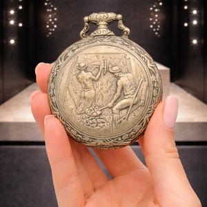 Reloj de bolsillo de plata fina conmemorativo de minería