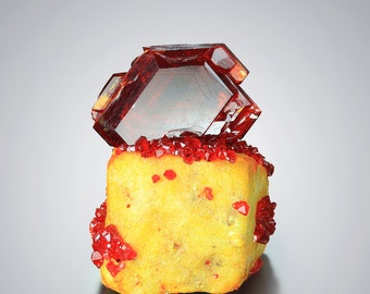 Rare! Fantastique cristal de rubis PRUSKITE sur cadeau de chakra minéral matriciel