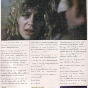 May include: A magazine page featuring a distressed woman's face with the text "It Absolutely Will Not Stop..." at the top. The page includes text from the movie "The Terminator" and a promotional image of the Terminator.