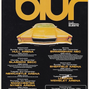 Original Vintage Mini Poster / Magazine Clipping - Blur 1997 UK Tour