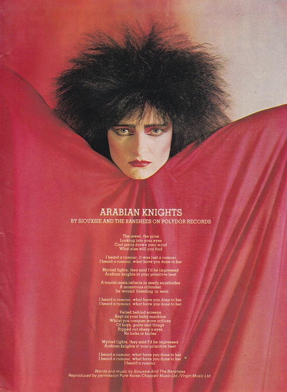 Original Vintage Mini Poster / Magazine Clipping - Siouxsie and