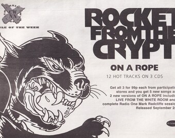 Rancid Rocket From The Crypt ポスター Adam Swinbourne - 1996 - Rancid Concert Poster W/ Rocket