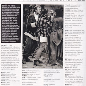 May include: A still from "The French Connection" featuring three men in an alley. One is dressed as Santa Claus. The scene is from "The Poughkeepsie Shuffle". The image is in black and white, with text at the top reading "The French Connection".