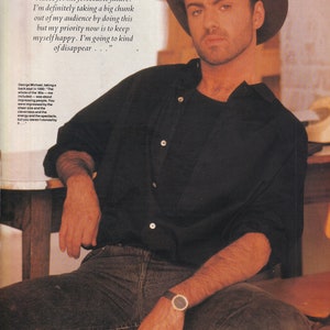 Original Vintage Mini Poster / Magazine Clipping - George Michael, London, 1990