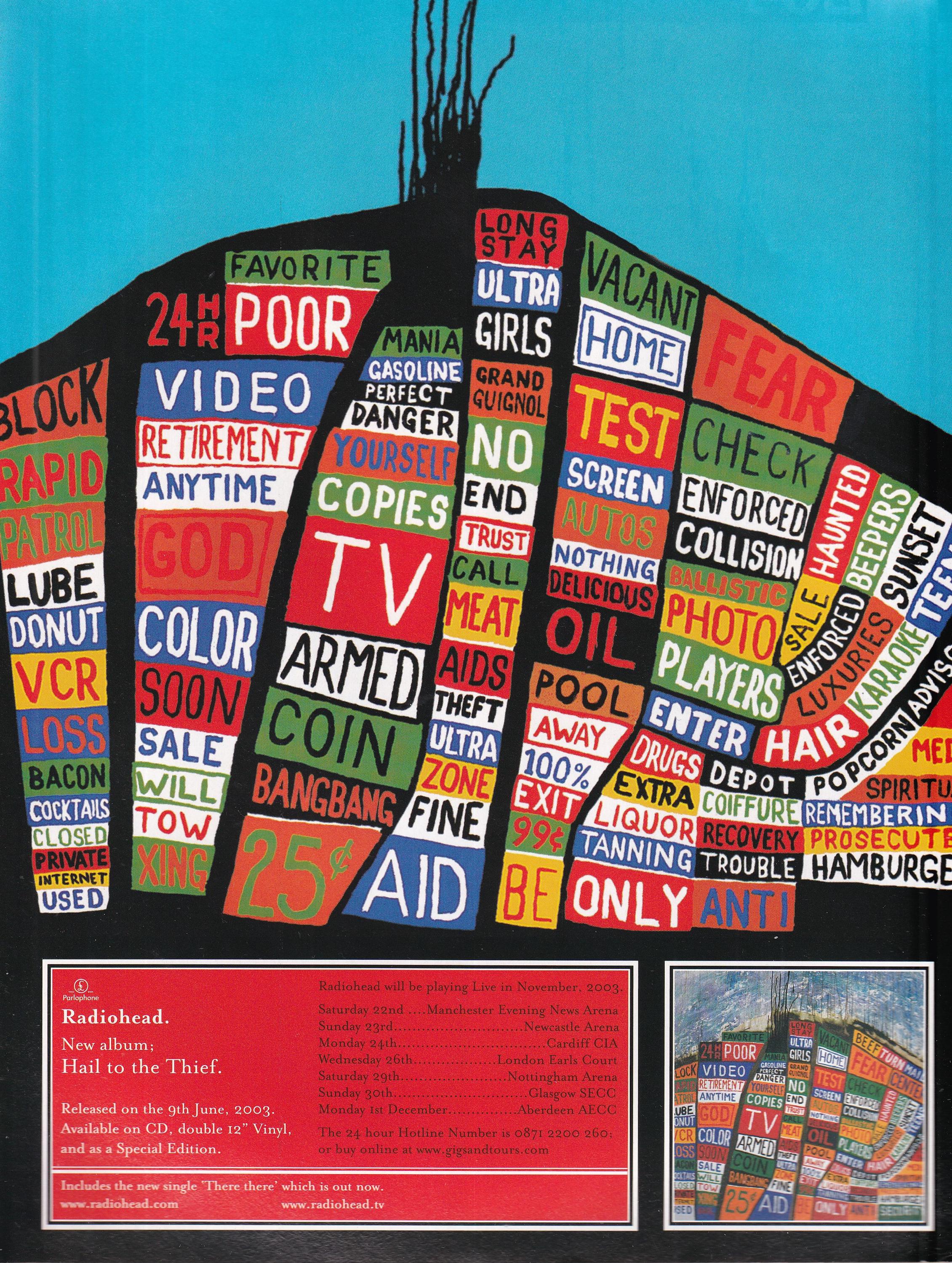 Radiohead Hail to the Thief オリジナル両面ポスター Radiohead Hail to the Thief オリジナル両面ポスター - メルカリ
