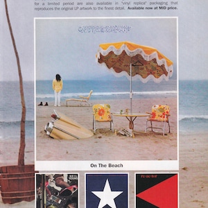 Mini pôster vintage original / recorte de revista - Neil Young - On The Beach (em CD pela primeira vez)