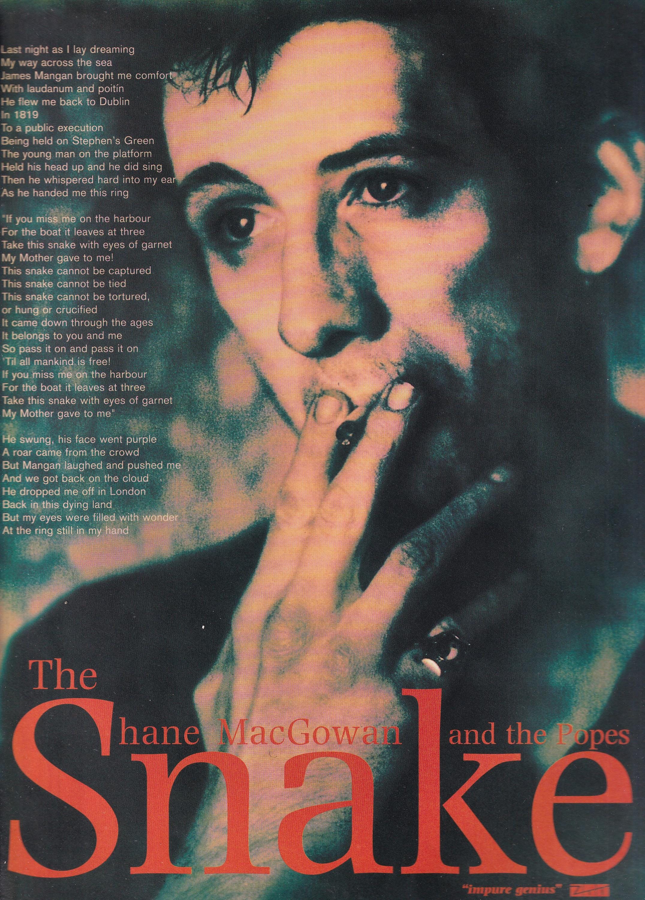 Original Vintage Mini Poster / Magazine Clipping - Shane Macgowan 
