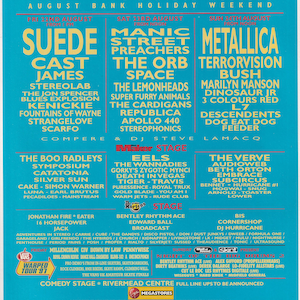 Original Vintage Mini Poster/Zeitschriftenausschnitt - Reading Festival 1997 (Suede, The Verve, Eels, Cast, Stereolab)