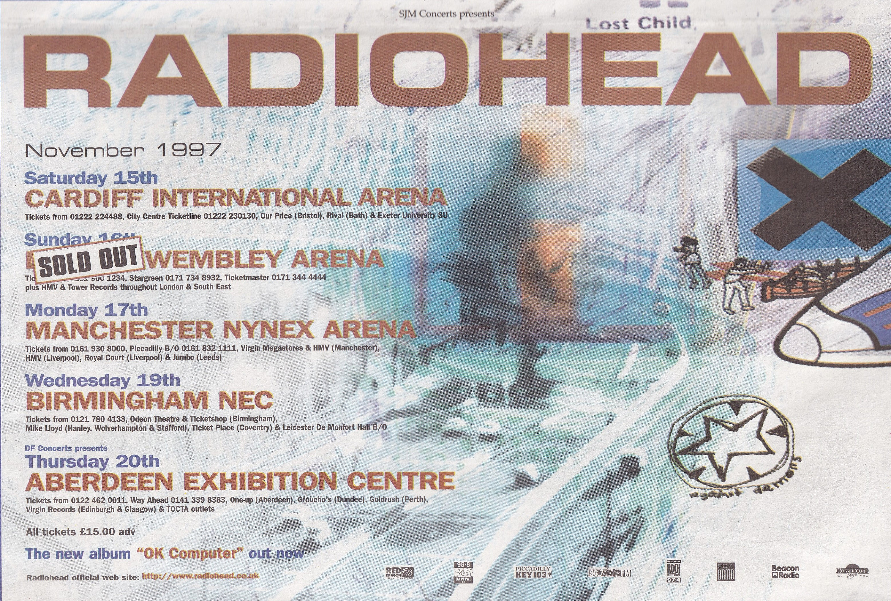 Original Vintage Mini Poster / Magazine Clipping - Radiohead 1997