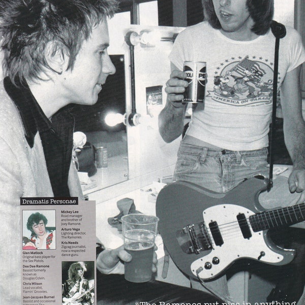 Original Vintage Mini Poster / Magazine Clipping - The Sex Pistols' Johnny Rotten with Johnny Ramone